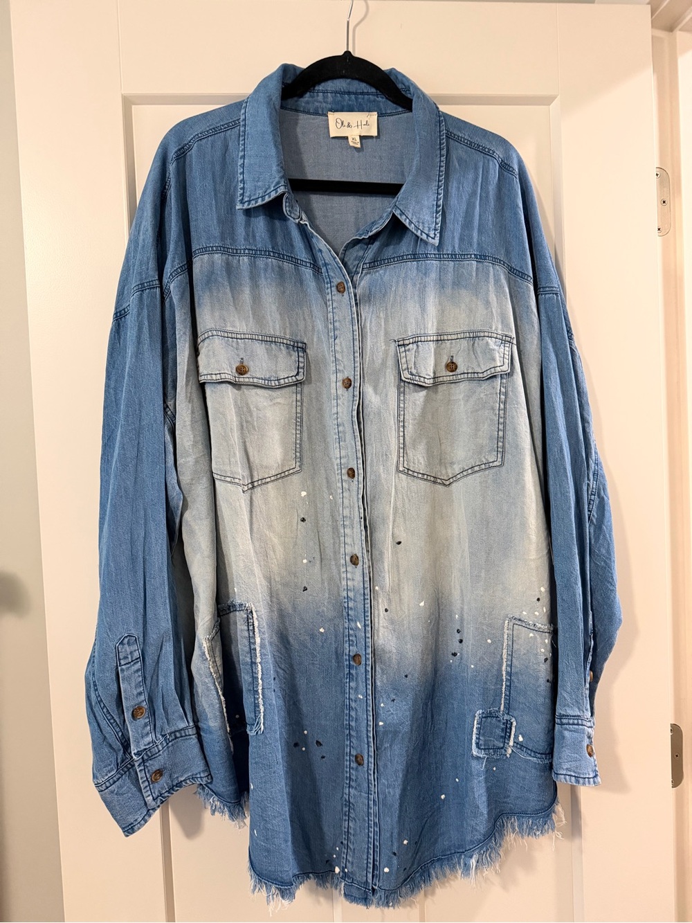 Oli & Hali Ombre Denim Button-Down Shirt Jacket “Super Star” - Blue